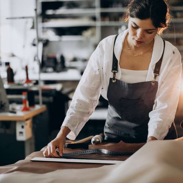 Woman working at shop