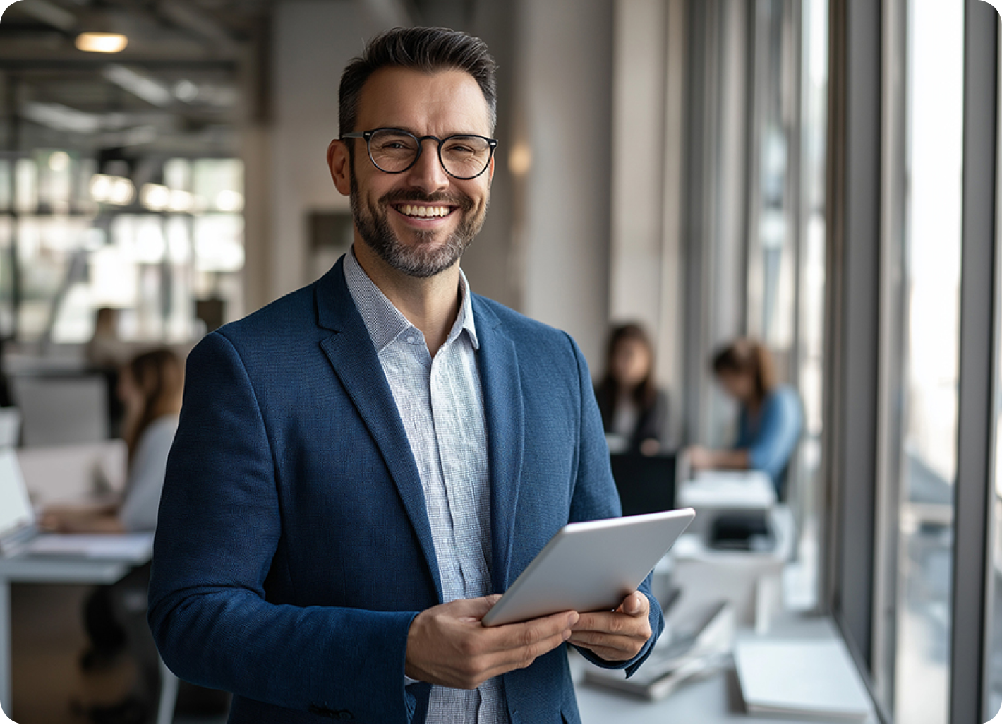 A business executive with paperwork